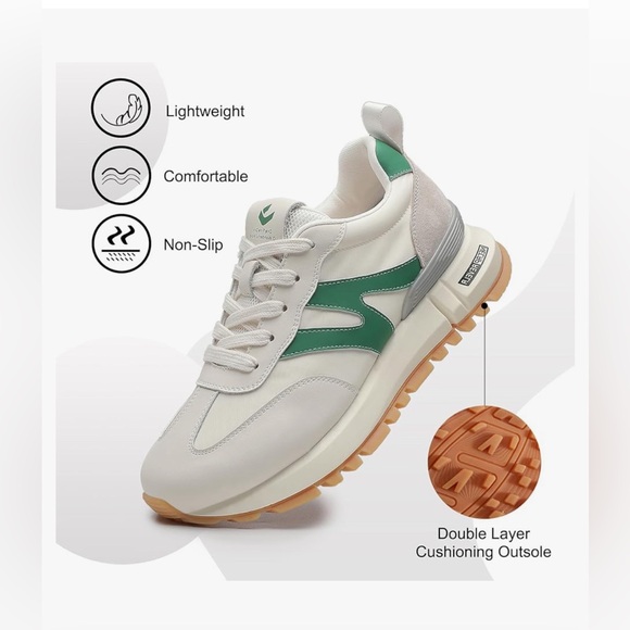 Women Genuine Leather Suede Casual Lace Up Non-Slip Walking Running Shoes 9.5 - Picture 2 of 11